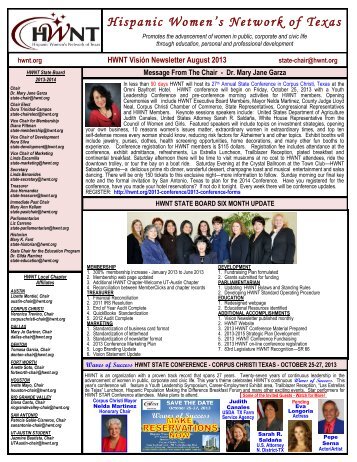 August HWNT Newsletter - Hispanic Women's Network of Texas
