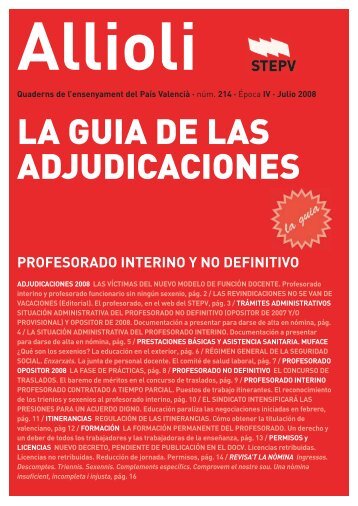 LA GUIA DE LAS ADJUDICACIONES - Intersindical Valenciana