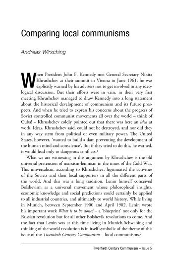 Comparing local communisms - Lawrence & Wishart