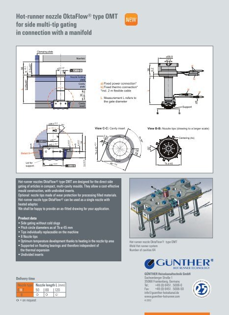 Hot-runner nozzle OktaFlow® type OMT for  side multi-tip gating in ...