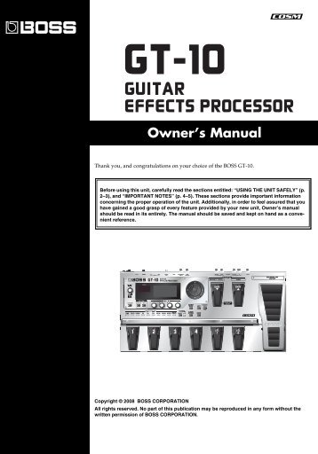 Owner's Manual (GT-10_OM.pdf) - Roland