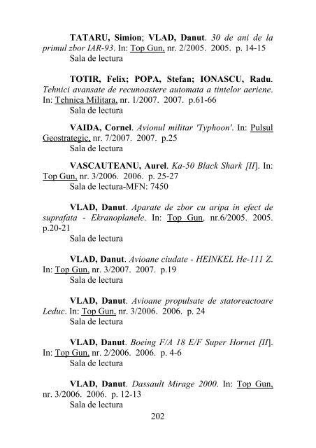 catalog adrese web - Universitatea Naţională de Apărare "Carol I"