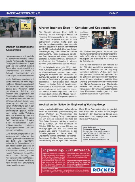 Hanse-Aerospace Bulletin 02-2005 - HANSE AEROSPACE e.V