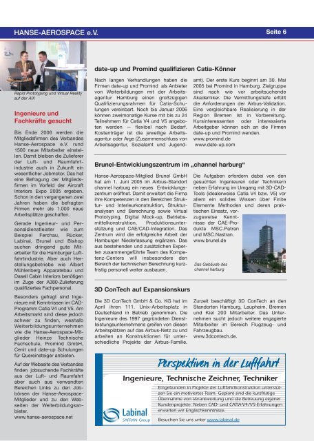 Hanse-Aerospace Bulletin 02-2005 - HANSE AEROSPACE e.V