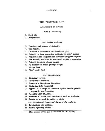 THE PILOTAGE ACT