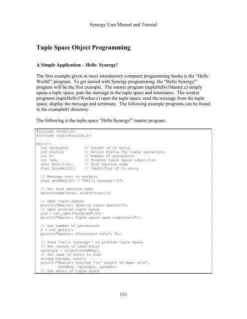 Synergy User Manual and Tutorial. - THE CORE MEMORY