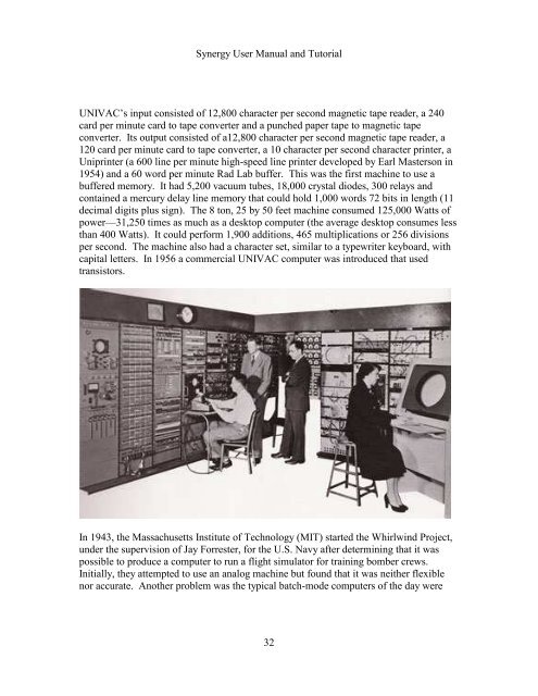 Synergy User Manual and Tutorial. - THE CORE MEMORY