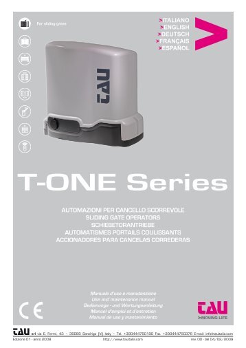 manuale T-ONE - FaidateAutomatismi