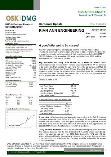 Corporate Update - Kian Ann Engineering Pte Ltd