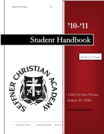 Student Handbook - Seffner Christian Academy