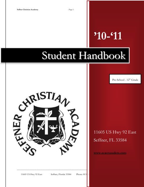 Student Handbook - Seffner Christian Academy