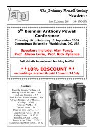 Thursday 10 to Saturday 12 September - Anthony Powell Society