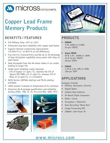 Copper Lead Frame Memory Products - Micross