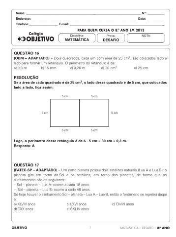 8Âº ano em 2013 - ColÃ©gio OBJETIVO