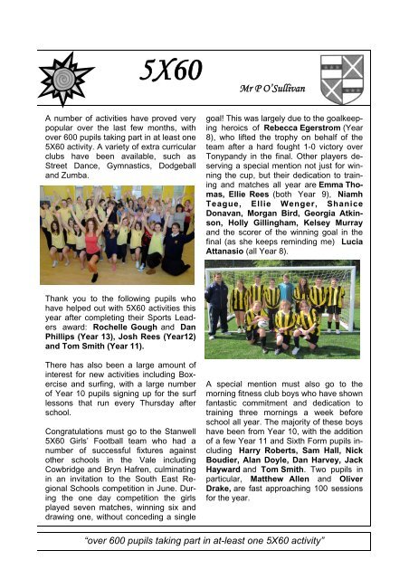 to download a copy of the Newsletter - Stanwell School