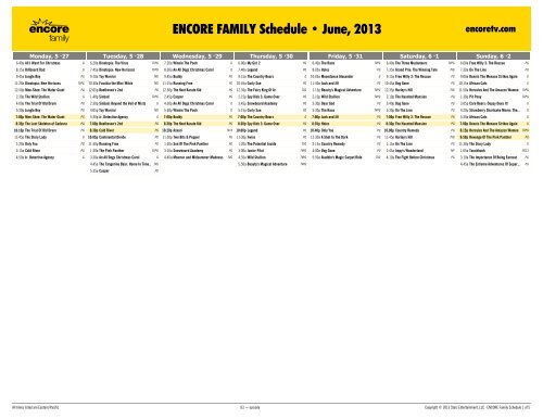 ENCORE FAMILY Schedule - June, 2013 - Starz