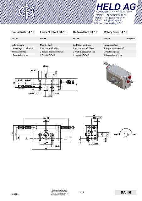 Drehantrieb DA 16 Elément rotatif DA 16 Unità rotante DA 16 Rotary ...