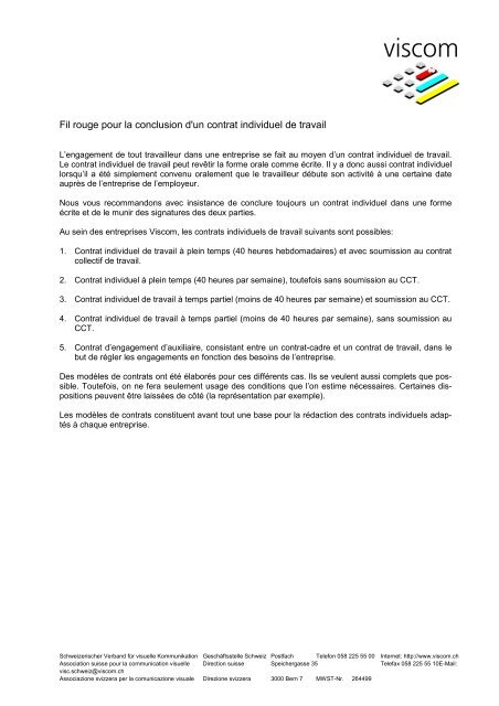 Fil Rouge Pour La Conclusion D Un Contrat Individuel De