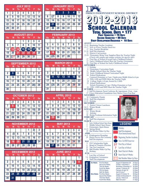 2012 2013 School Calendar pdf Frisco ISD 2012 2013 School Calendar pdf Frisco ISD