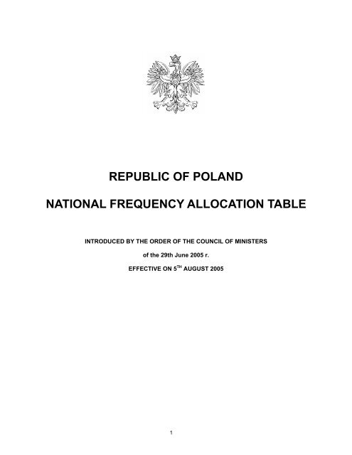 republic of poland national frequency allocation table - Cept