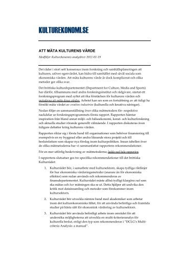 svensk sammanfattning av rapporten [.pdf] - Kulturekonomi