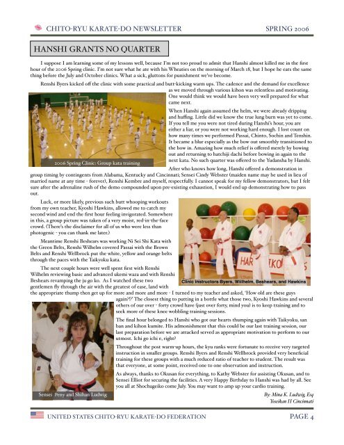 Spring 2006 - United States Chito-ryu Karate Federation