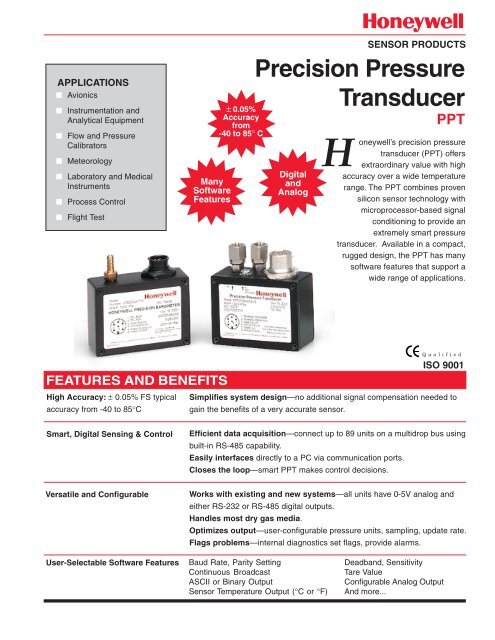 Honeywell Precision Pressure Transducer User Manual Honeywell Precision Pressure Transducer User Manual
