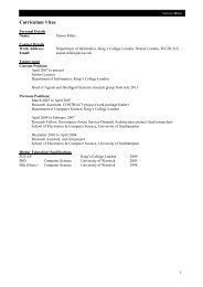 Curriculum Vitae - Department of Informatics - King's College London