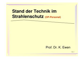 Stand der Technik im Strahlenschutz (OP-Personal)