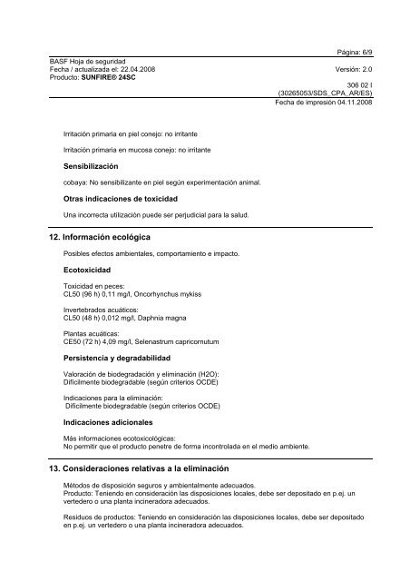 Hoja de seguridad - Basf