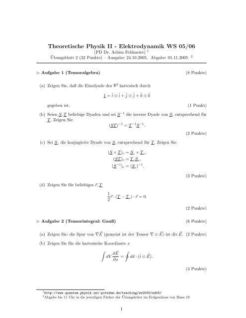 Theoretische Physik II - Elektrodynamik WS 05/06