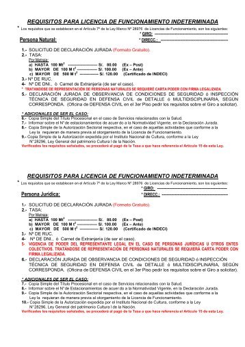 REQUISITOS PARA LICENCIA DE FUNCIONAMIENTO ...