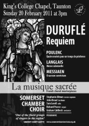 Click here to view the concert programme - Somerset Chamber Choir