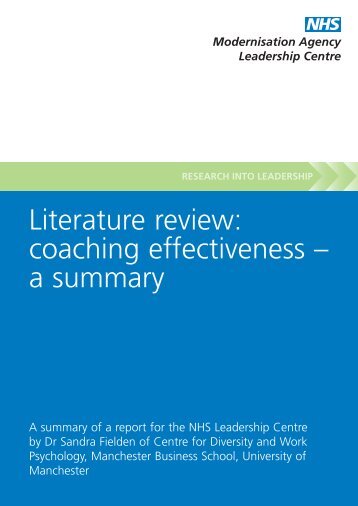 Literature review: coaching effectiveness â a summary