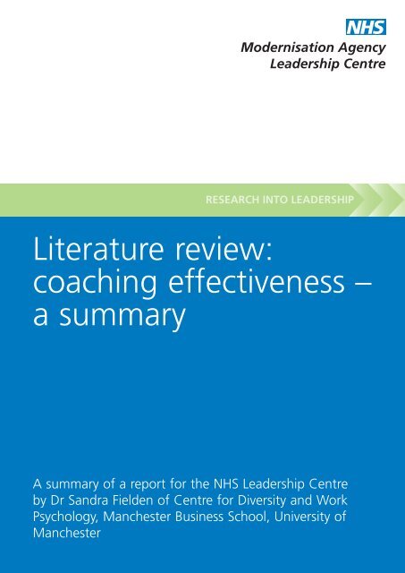 Literature review: coaching effectiveness â a summary