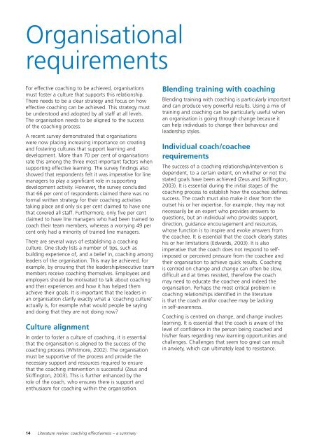 Literature review: coaching effectiveness â a summary