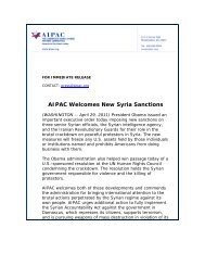 AIPAC Welcomes New Syria Sanctions