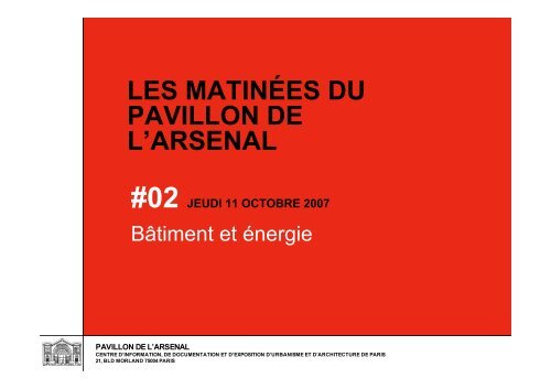 Présentation et synthèse - Pavillon de l'Arsenal