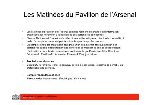 Présentation et synthèse - Pavillon de l'Arsenal