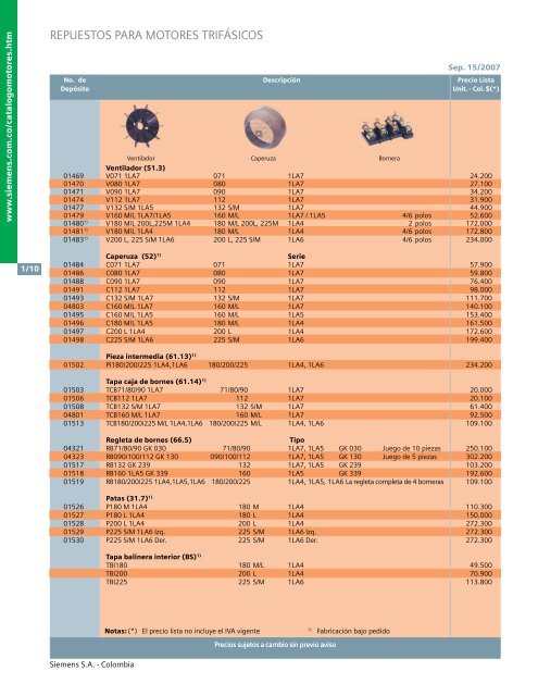 lista de precios siemens industria sep 15 2007