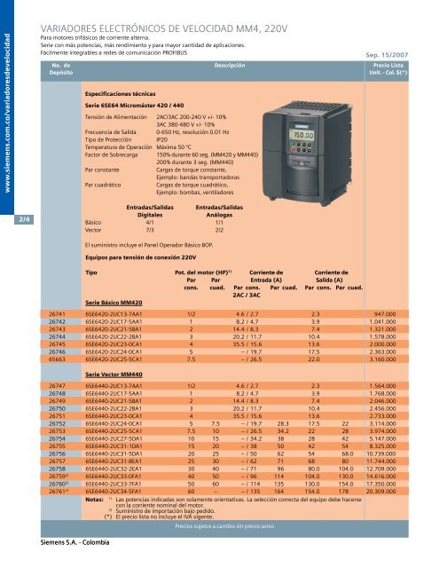 lista de precios siemens industria sep 15 2007