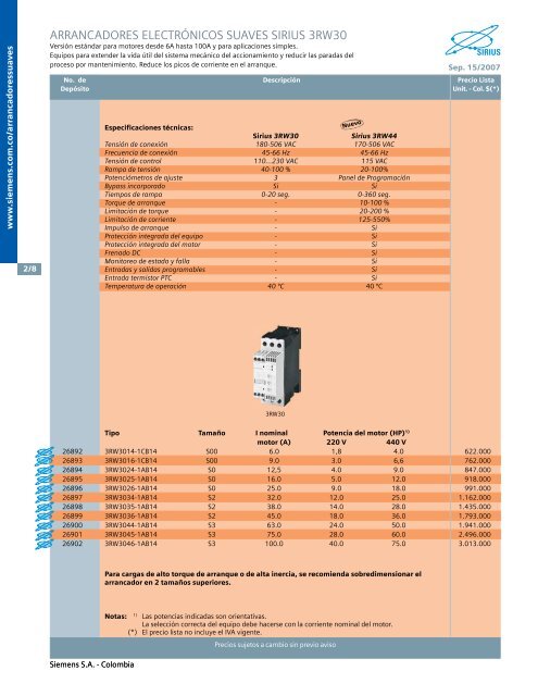 lista de precios siemens industria sep 15 2007