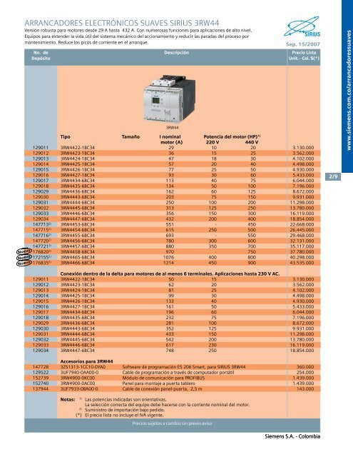 lista de precios siemens industria sep 15 2007