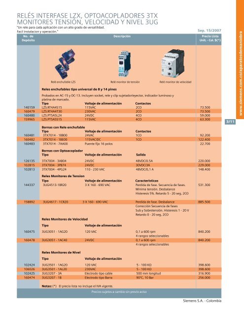 lista de precios siemens industria sep 15 2007