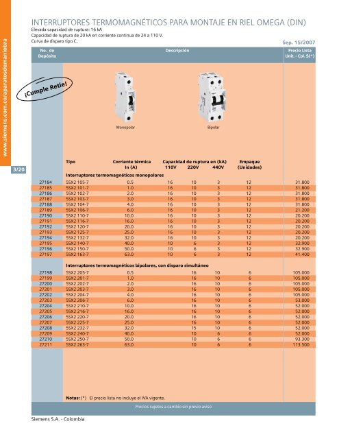 lista de precios siemens industria sep 15 2007