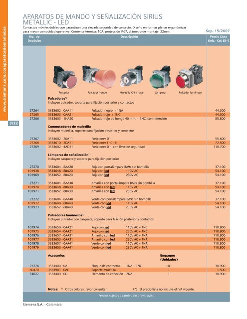 lista de precios siemens industria sep 15 2007