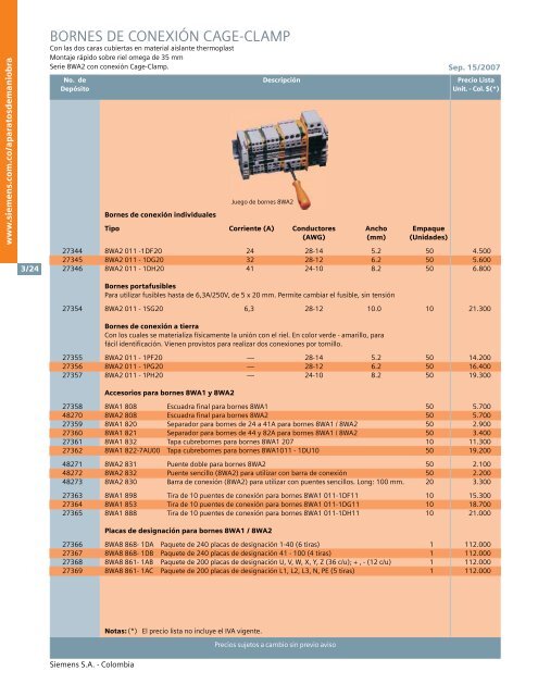 lista de precios siemens industria sep 15 2007