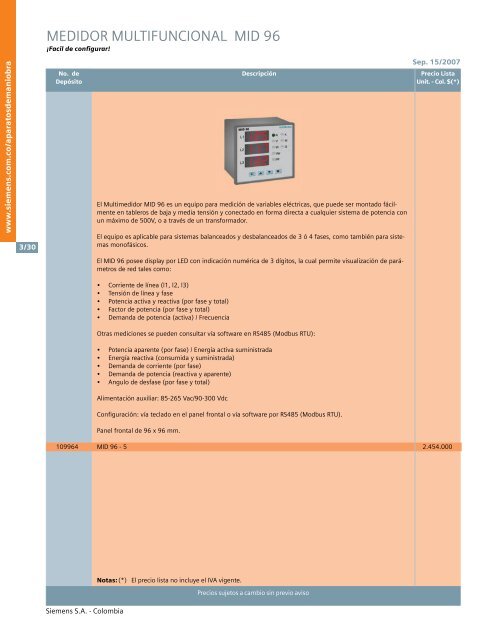 lista de precios siemens industria sep 15 2007