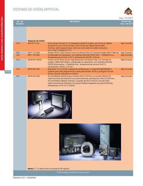 lista de precios siemens industria sep 15 2007