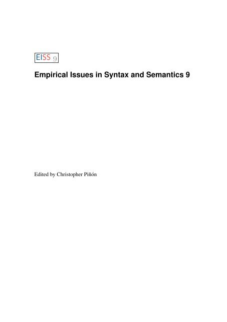 453px x 640px - Empirical Issues in Syntax and Semantics 9 (EISS 9 ... - CSSP - CNRS